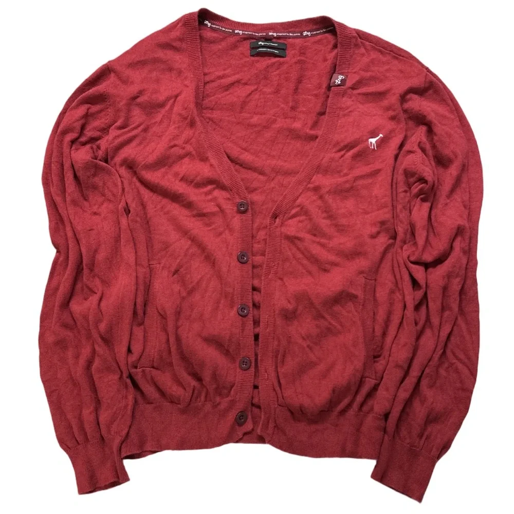 LRG men's red and white embroidered button-up cardigan, XXL. - Picture 1 of 5